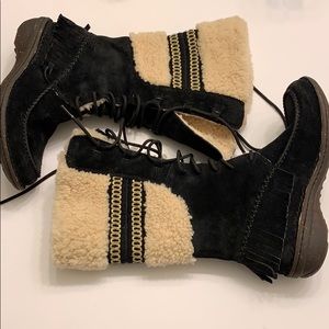 Ugg shoreline lace up fringe boot
